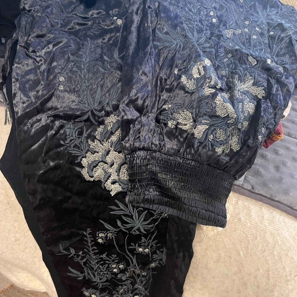Anthropologie Velvet Jogger with embroidery Size Large - Picture 7 of 9